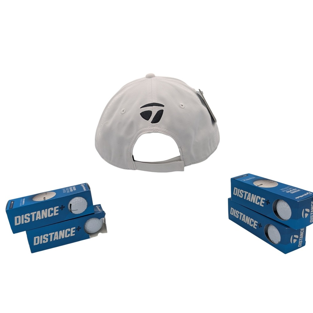 BUNDLE TaylorMade Golf Cap UPF 50+ Adjustable Strap & 12 Distance+ Golf Balls - Picture 3 of 14